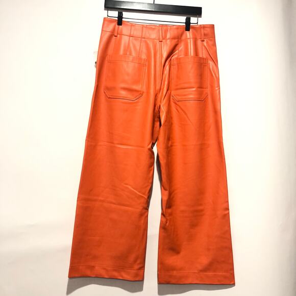 Anthropologie Maeve The Colette Cropped Wide-Leg Faux Leather Pants Size 32 $130 - Picture 4 of 10